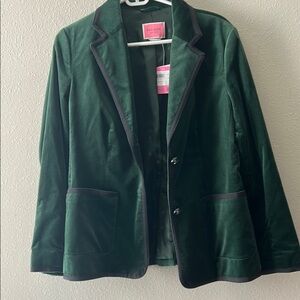 Kate Spade Green Velvet Blazer Classic Suit Jacket